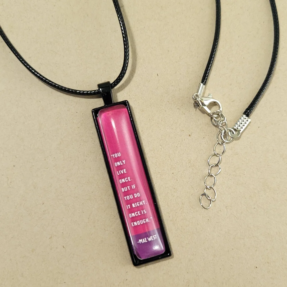 YOU ONLY LIVE ONCE Vertical Pendant Necklace
